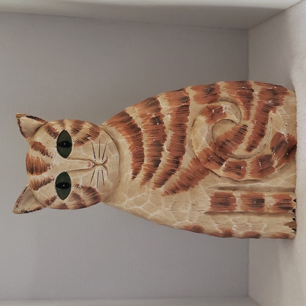 Boyds Collection J. Dudley Vintage Carved Wood Cat Sculpture